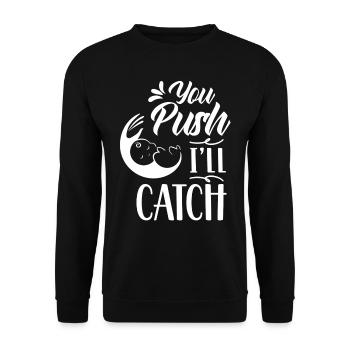 Vous appuyez sur J’attrape la profession de sage-femme - Sweat-shirt Unisexe - noir - Devant - Alina (178cm) & Michal (187cm)