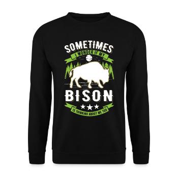 Buffalo Gift Bison Buffallo Buffle d’eau - Sweat-shirt Unisexe - noir - Devant - Alina (178cm) & Michal (187cm)