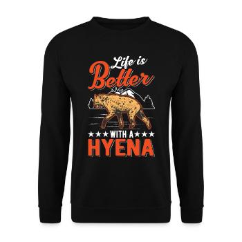 Life is better with a hyena - Unisex Sweatshirt - black - Front - Alina (178cm) & Michal (187cm)