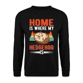 Home is where my hedgehog is - Unisex Sweatshirt - black - Front - Alina (178cm) & Michal (187cm)