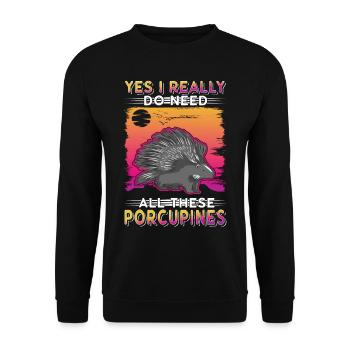 Porcupine Gift Porcupine - Unisex Sweatshirt - black - Front - Alina (178cm) & Michal (187cm)