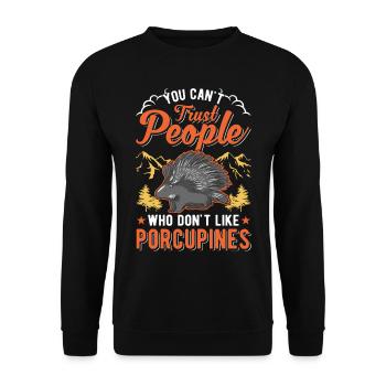 Porcupine lover Porcupine - Unisex Sweatshirt - black - Front - Alina (178cm) & Michal (187cm)