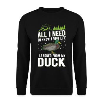 Ente Geschenk Entenzüchter - Unisex Pullover - Schwarz - Vorne - Alina (178cm) & Michal (187cm)