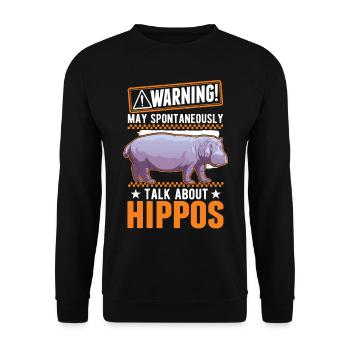 Warning Hippo Hippo Hippo Hippo - Unisex Sweatshirt - black - Front - Alina (178cm) & Michal (187cm)