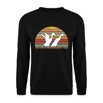 Indian Running Duck Retro Bottle Duck Vintage - Sweat-shirt Unisexe - noir - Devant - Alina (178cm) & Michal (187cm)