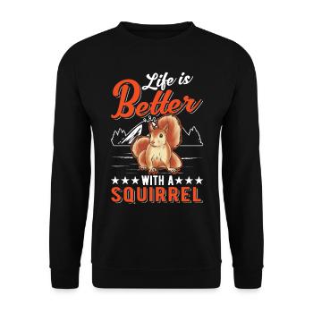 La vie est meilleure avec un écureuil - Sweat-shirt Unisexe - noir - Devant - Alina (178cm) & Michal (187cm)