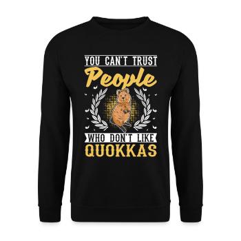 Quokka Geschenk Kurzschwanzkänguru - Unisex Pullover - Schwarz - Vorne - Alina (178cm) & Michal (187cm)
