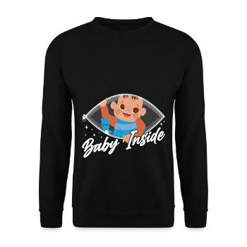Baby Im Inneren Baby Inside Schwanger Ankündigung - Unisex Pullover - Schwarz - Vorne - Alina (178cm) & Michal (187cm)