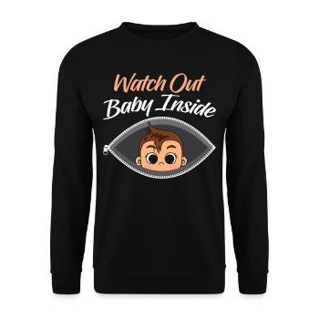 Achtung! Baby Drinnen Süß Baby Inside Schwanger - Unisex Pullover - Schwarz - Vorne - Alina (178cm) & Michal (187cm)