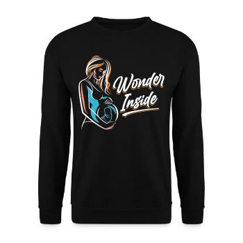 Wunder Im Inneren Süß Baby Inside Schwanger - Unisex Pullover - Schwarz - Vorne - Alina (178cm) & Michal (187cm)