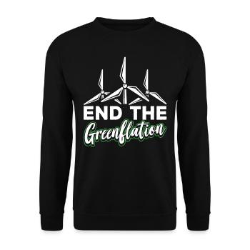 Beendet Die Greenflation Grün Inflation Energie - Unisex Pullover - Schwarz - Vorne - Alina (178cm) & Michal (187cm)