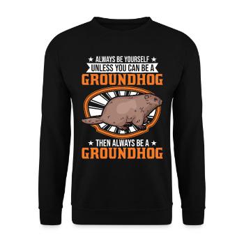 Murmeltier Groundhog Marmot Waldmurmeltier - Unisex Pullover - Schwarz - Vorne - Alina (178cm) & Michal (187cm)