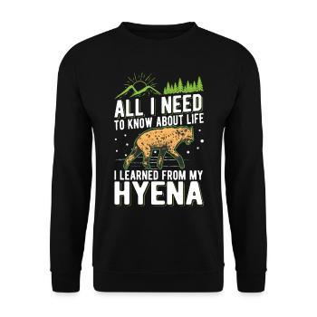 Hyäne Geschenk Erdwolf Hyena - Unisex Pullover - Schwarz - Vorne - Alina (178cm) & Michal (187cm)