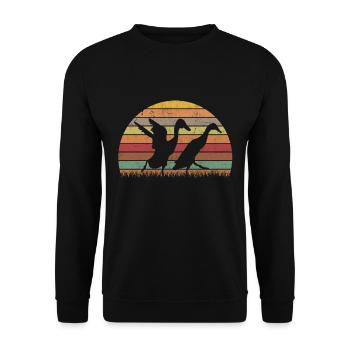 Indian Running Duck Retro Bottle Duck Vintage - Sweat-shirt Unisexe - noir - Devant - Alina (178cm) & Michal (187cm)