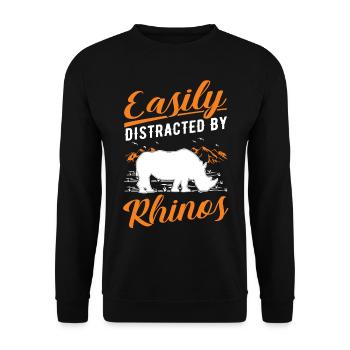 Easily distracted by Rhinos Rhino - Unisex Sweatshirt - black - Front - Alina (178cm) & Michal (187cm)