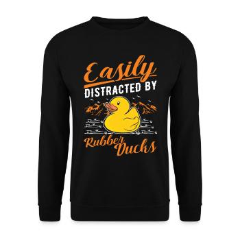 Facilement distrait par Rubber Ducks Rubber Duck - Sweat-shirt Unisexe - noir - Devant - Alina (178cm) & Michal (187cm)