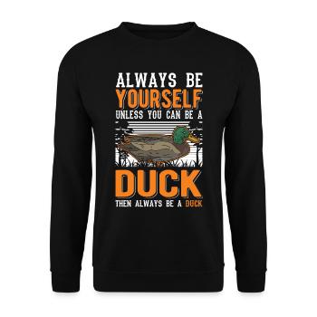 Duck Gift Duck Duck Breeder - Unisex Sweatshirt - black - Front - Alina (178cm) & Michal (187cm)