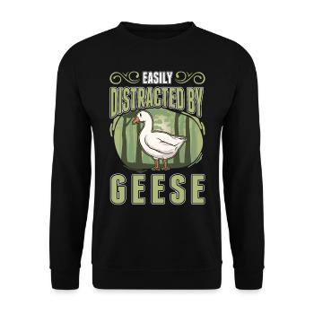 Easily distracted by Geese Gänsezüchter Gänse - Unisex Pullover - Schwarz - Vorne - Alina (178cm) & Michal (187cm)