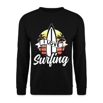 J’aime le surf surf planche de surf surfeur - Sweat-shirt Unisexe - noir - Devant - Alina (178cm) & Michal (187cm)