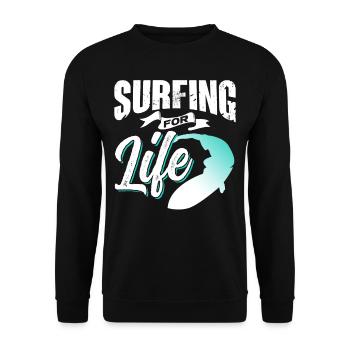 Surfing for life Surfer Surfing Surfboard - Unisex Sweatshirt - black - Front - Alina (178cm) & Michal (187cm)