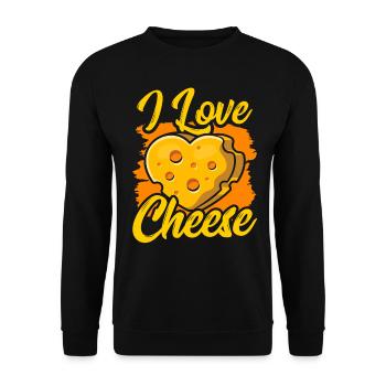 Ich Liebe Käse Sprüche Liebhaber Süß - Unisex Pullover - Schwarz - Vorne - Alina (178cm) & Michal (187cm)