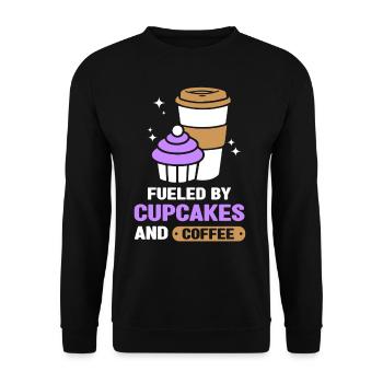 Angetrieben Von Cupcakes Und Kaffee Cupcake Essen - Unisex Pullover - Schwarz - Vorne - Alina (178cm) & Michal (187cm)