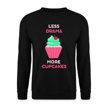 Weniger Drama Mehr Cupcakes Süß Liebhaber Cupcake - Unisex Pullover - Schwarz - Vorne - Alina (178cm) & Michal (187cm)