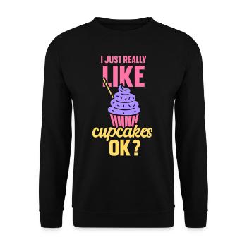 J’aime vraiment les cupcakes cupcakes sucrés - Sweat-shirt Unisexe - noir - Devant - Alina (178cm) & Michal (187cm)