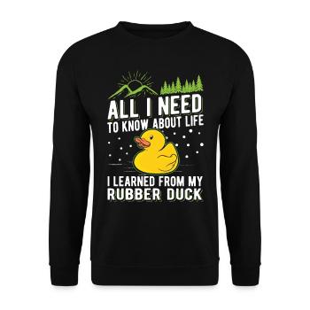 Amateur de canard en caoutchouc Canard grinçant Canard de bain - Sweat-shirt Unisexe - noir - Devant - Alina (178cm) & Michal (187cm)
