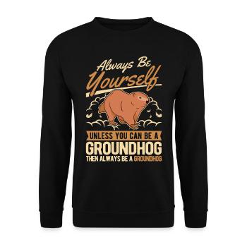 Murmeltier Groundhog Marmot Waldmurmeltier - Unisex Pullover - Schwarz - Vorne - Alina (178cm) & Michal (187cm)