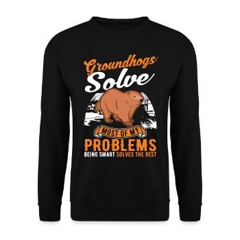 Murmeltier Groundhog Day Waldmurmeltier - Unisex Pullover - Schwarz - Vorne - Alina (178cm) & Michal (187cm)