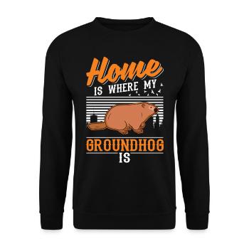 Groundhog Home Groundhog Day Marmot - Unisex Sweatshirt - black - Front - Alina (178cm) & Michal (187cm)