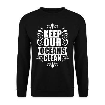 Keep Our Oceans Clean See Ocean Protection - Unisex Sweatshirt - black - Front - Alina (178cm) & Michal (187cm)