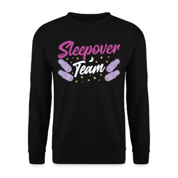 Übernachtungs Team Übernachten Übernachtung Süß - Unisex Pullover - Schwarz - Vorne - Alina (178cm) & Michal (187cm)