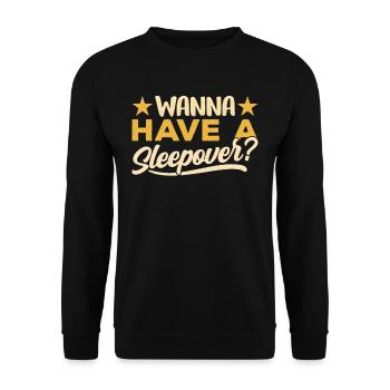 Willst Du Eine Übernachtung Haben? Übernachten Süß - Unisex Pullover - Schwarz - Vorne - Alina (178cm) & Michal (187cm)
