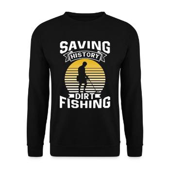 Saving History Dirt Fishing Metal Detecting - Unisex Sweatshirt - black - Front - Alina (178cm) & Michal (187cm)