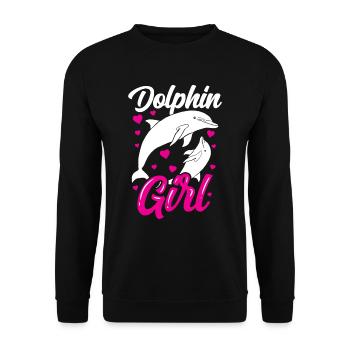 Delfin Mädchen Liebhaber Delphine Delfine Delphin - Unisex Pullover - Schwarz - Vorne - Alina (178cm) & Michal (187cm)