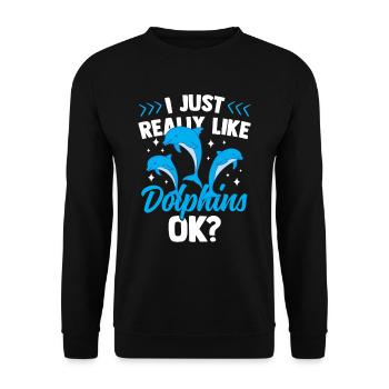 I like dolphins just very much dolphins dolphin - Unisex Sweatshirt - black - Front - Alina (178cm) & Michal (187cm)
