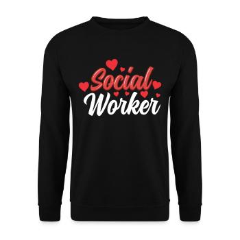 Social Worker Profession Social Work Social Worker - Unisex Sweatshirt - black - Front - Alina (178cm) & Michal (187cm)