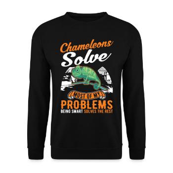 Caméléon Cadeau Caméléon - Sweat-shirt Unisexe - noir - Devant - Alina (178cm) & Michal (187cm)