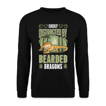Facilement distrait par Bearded Dragons Bartagame - Sweat-shirt Unisexe - noir - Devant - Alina (178cm) & Michal (187cm)