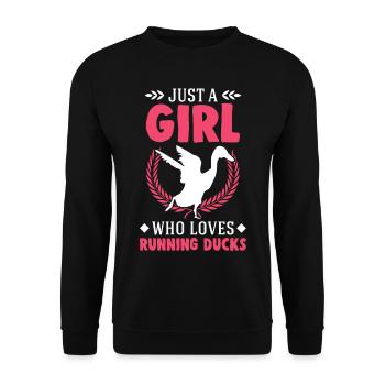 Running Girls Running Duck Bottle Duck - Unisex Sweatshirt - black - Front - Alina (178cm) & Michal (187cm)