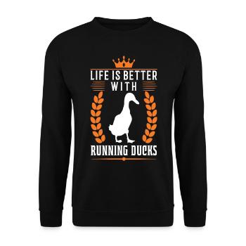 La vie est meilleure avec les canards qui courent - Sweat-shirt Unisexe - noir - Devant - Alina (178cm) & Michal (187cm)