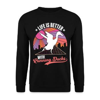 La vie est meilleure avec les canards qui courent - Sweat-shirt Unisexe - noir - Devant - Alina (178cm) & Michal (187cm)