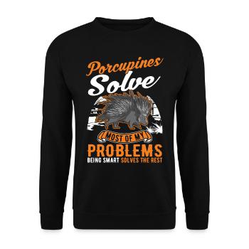 Porcupine Gift Porcupine - Unisex Sweatshirt - black - Front - Alina (178cm) & Michal (187cm)