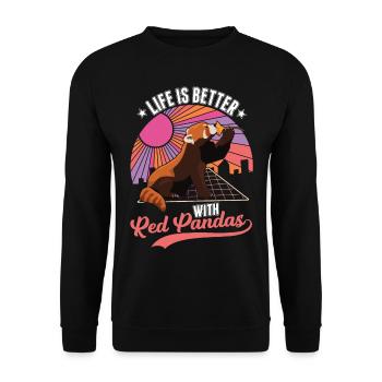 La vie est meilleure avec Red Panda de Red Panda - Sweat-shirt Unisexe - noir - Devant - Alina (178cm) & Michal (187cm)