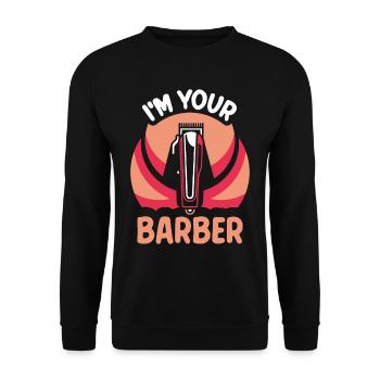 Je suis votre Barbier Barbier Barbershop Barber - Sweat-shirt Unisexe - noir - Devant - Alina (178cm) & Michal (187cm)