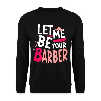 Laisse-moi être ton barbier Barbier - Sweat-shirt Unisexe - noir - Devant - Alina (178cm) & Michal (187cm)