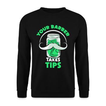 Your hairdresser will tip Barbershop Barber - Unisex Sweatshirt - black - Front - Alina (178cm) & Michal (187cm)