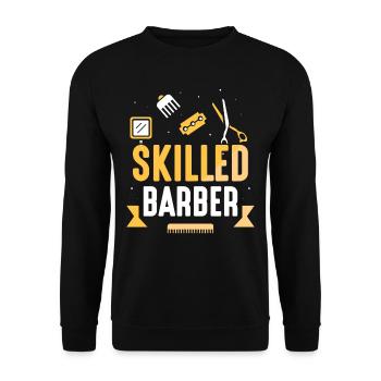 Barbier formé Barbier Barbershop Barbershop - Sweat-shirt Unisexe - noir - Devant - Alina (178cm) & Michal (187cm)